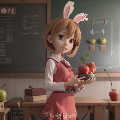Image For Post Anime, scientist, teacher, shield, fruit market, rabbit, HD, 4K, AI Generated Art