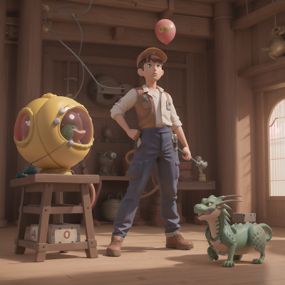 Image For Post Anime, statue, mechanic, balloon, holodeck, dragon, HD, 4K, AI Generated Art