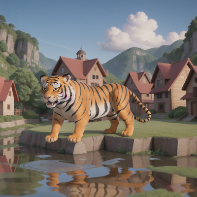 Image For Post Anime, village, museum, ocean, farmer, tiger, HD, 4K, AI Generated Art