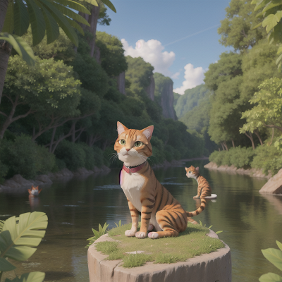 Image For Post Anime, virtual reality, river, cat, jungle, telescope, HD, 4K, AI Generated Art