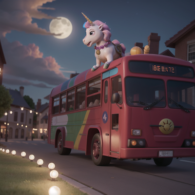 Image For Post Anime, unicorn, circus, turtle, moonlight, bus, HD, 4K, AI Generated Art