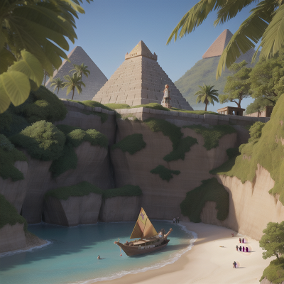 Image For Post Anime, king, pyramid, boat, beach, wizard, HD, 4K, AI Generated Art