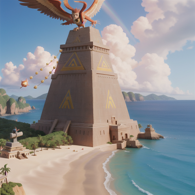 Image For Post Anime, flying, phoenix, pirate, beach, pyramid, HD, 4K, AI Generated Art