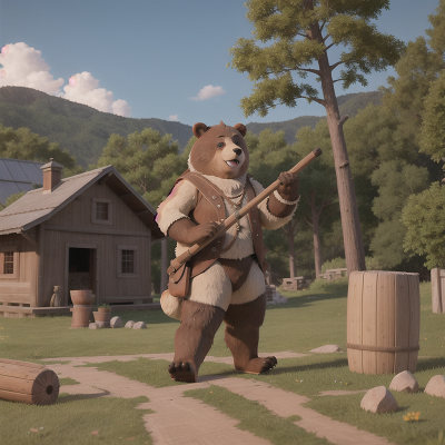 Image For Post Anime, bear, farm, drum, archaeologist, ancient scroll, HD, 4K, AI Generated Art