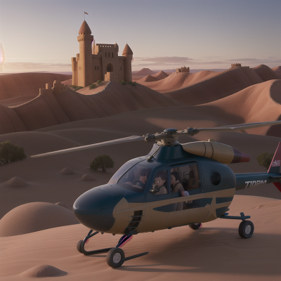 Image For Post Anime, desert, helicopter, medieval castle, sled, teleportation device, HD, 4K, AI Generated Art