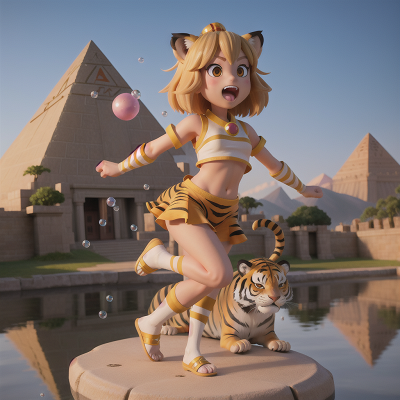 Image For Post Anime, pyramid, dancing, sabertooth tiger, romance, bubble tea, HD, 4K, AI Generated Art