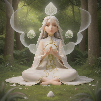 Image For Post Anime Art, Gentle healer, elegant long white hair, in a peaceful forest glade