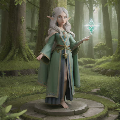 Image For Post | Anime, manga, Enchanting elven mage, silver hair and long-pointed ears, in a mystical forest, channeling magical energy, an ancient rune-inscribed monument beside her, dark green robes adorned with crystals, anime style with shimmering light effects, aura of ancient power and wisdom - [AI Art, Anime Dimensional Elf Ears ](https://hero.page/examples/anime-dimensional-elf-ears-stable-diffusion-prompt-library)