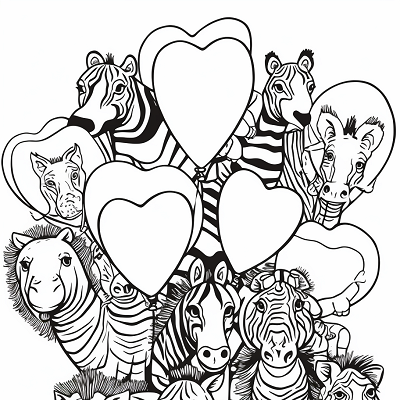 Image For Post Romantic Animals' Get together - Printable Coloring Page