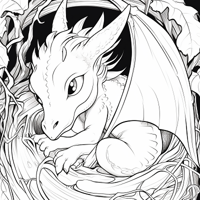 Image For Post Baby Dragon in Dreamland - Printable Coloring Page