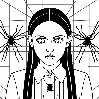 Image For Post Wednesday Addams and a Pet Spider - Wallpaper