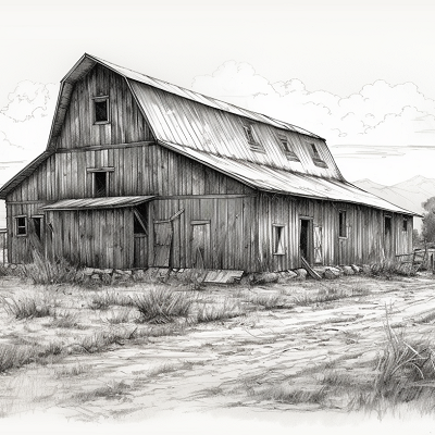 Image For Post Rustic Barn Sketch - Wallpaper