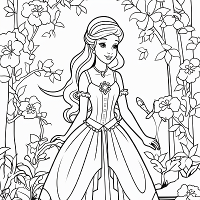 Image For Post Princess Exploring Fairy Garden - Printable Coloring Page