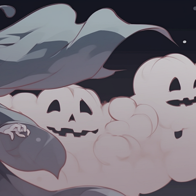 Image For Post | Two characters dressed as ghosts, shaded in monochrome colors, floating. spooky matching halloween pfps pfp for discord. - [matching halloween pfp, aesthetic matching pfp ideas](https://hero.page/pfp/matching-halloween-pfp-aesthetic-matching-pfp-ideas)