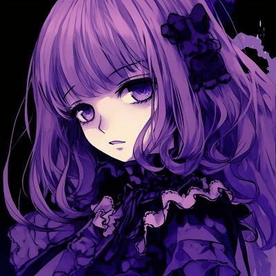 Image For Post | Detailed view of Gothic Lolita styling with focus on intricate dress design, dominated by varying shades of purple unique anime purple pfp concepts pfp for discord. - [Anime Purple PFP Collection](https://hero.page/pfp/anime-purple-pfp-collection)
