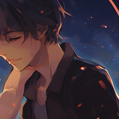 Image For Post | Two characters leaning towards each other, dreamy eyes and a backdrop of stars. sweet matching couple pfp pfp for discord. - [matching couple pfp, aesthetic matching pfp ideas](https://hero.page/pfp/matching-couple-pfp-aesthetic-matching-pfp-ideas)
