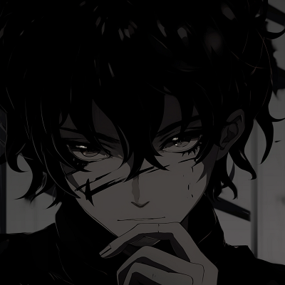 Image For Post | A male anime character's face in shadow, revealing only his intense gaze. anime black aesthetic pfp pfp for discord. - [Anime Black PFP](https://hero.page/pfp/anime-black-pfp)