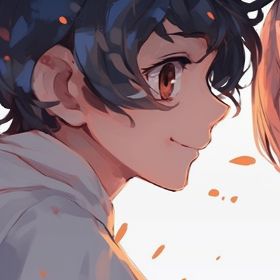 Image For Post | Two characters, casual attire, smiling at each other cute matching pfp in anime genre pfp for discord. - [matching pfp anime, aesthetic matching pfp ideas](https://hero.page/pfp/matching-pfp-anime-aesthetic-matching-pfp-ideas)