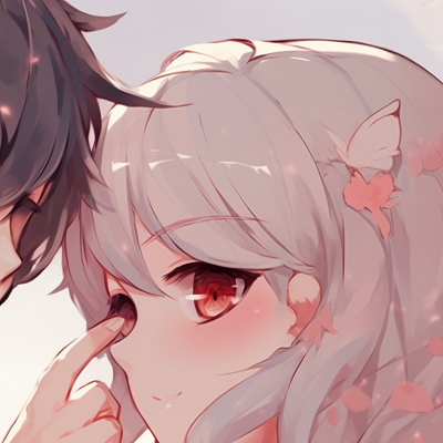 Image For Post | Two characters, prominent cherry blossom background, gazing at each other. ideas for cute anime matching pfp pfp for discord. - [cute anime matching pfp, aesthetic matching pfp ideas](https://hero.page/pfp/cute-anime-matching-pfp-aesthetic-matching-pfp-ideas)