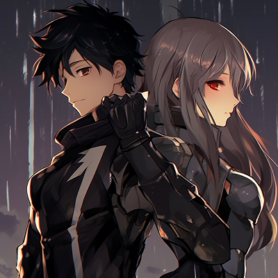 Image For Post | Anime couple dressed in battle gear, showcasing intricate detailing and bold lines indicative of action anime art style. adventurous anime matching pfp couple - [Anime Matching Pfp Couple](https://hero.page/pfp/anime-matching-pfp-couple)