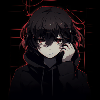 Image For Post | Anime boy with glowing red eyes, sinister atmosphere and contrasting glow. mysterious dark anime pfp boy - [Dark Aesthetic Anime PFP Collection](https://hero.page/pfp/dark-aesthetic-anime-pfp-collection)