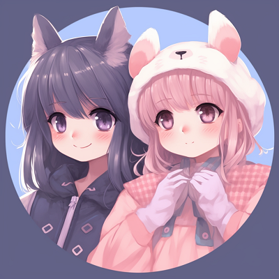 Image For Post | Two anime friends in a blooming cherry blossom scene, soft pastel colors overall. cute concept matching pfp in anime for friends - [matching pfp for 2 friends anime](https://hero.page/pfp/matching-pfp-for-2-friends-anime)