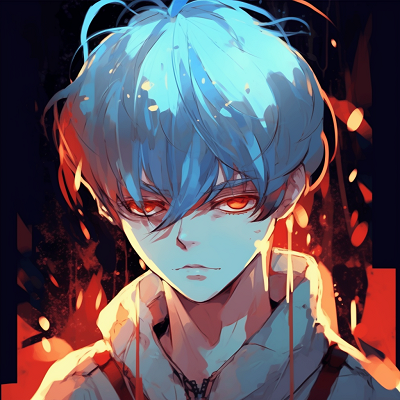Image For Post | Shoto Todoroki from My Hero Academia displaying his ice and fire quirks, hydrography effect and contrasting colors. anime boy pfp themes anime pfp - [Anime Boy PFP Art](https://hero.page/pfp/anime-boy-pfp-art)