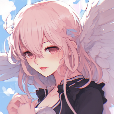 Image For Post | A peaceful anime girl profile picture, surrounded by floating feathers, ethereal colors and flowing lines sus anime girl pfp images - [sus anime pfp images](https://hero.page/pfp/sus-anime-pfp-images)