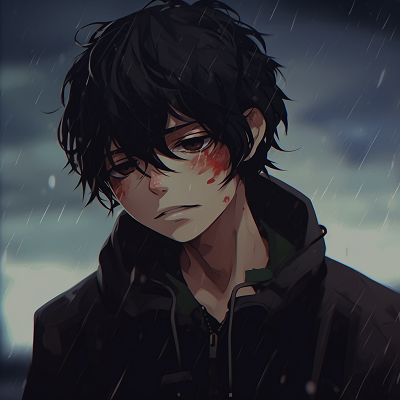 Image For Post | Anime boy caught in the rain, crying, with wet hair and clothes. anime boy sad pfp - [Sad PFP Anime](https://hero.page/pfp/sad-pfp-anime)