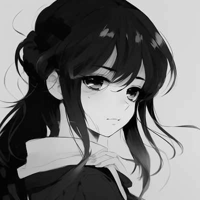 Image For Post | A profile of a kawaii anime girl, simple lines and grayscale color palette. kawaii anime black and white pfp - [anime black and white pfp collection](https://hero.page/pfp/anime-black-and-white-pfp-collection)