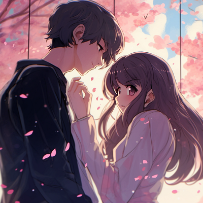 Image For Post | Two characters gazing at the night sky, intense starglow and cool colors. romantic anime couple pfp - [Anime Couple pfp](https://hero.page/pfp/anime-couple-pfp)