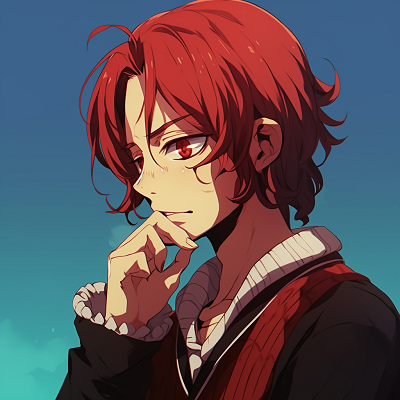 Image For Post | A profile view of Shanks, the red-haired anime character from One Piece, with sharp lines and bright hues. red anime pfp for boys - [Red Anime PFP Compilation](https://hero.page/pfp/red-anime-pfp-compilation)