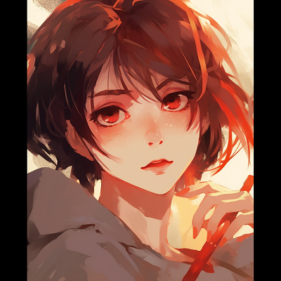 Image For Post | Close-up portrait of an Anime character utilizing warm tones, brush-stroke details and an inviting look. aesthetic anime pfp compilation - [Aesthetic PFP Anime Collection](https://hero.page/pfp/aesthetic-pfp-anime-collection)