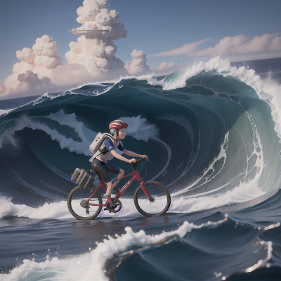 Image For Post Anime, ocean, bicycle, failure, tsunami, space station, HD, 4K, AI Generated Art