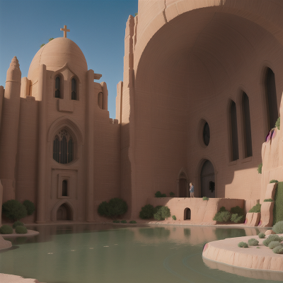 Image For Post Anime, drought, crying, spaceship, cathedral, desert oasis, HD, 4K, AI Generated Art