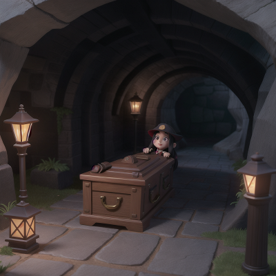 Image For Post Anime, vampire's coffin, cave, bridge, lamp, police officer, HD, 4K, AI Generated Art