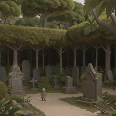 Image For Post Anime, haunted graveyard, jungle, park, desert, beach, HD, 4K, AI Generated Art