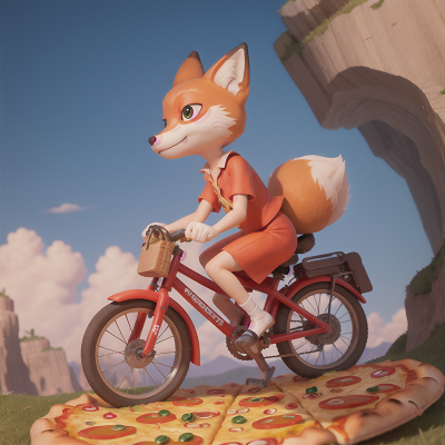 Image For Post Anime, bicycle, pizza, skyscraper, fox, cave, HD, 4K, AI Generated Art