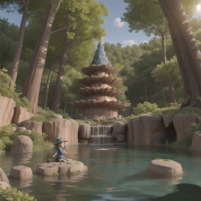 Image For Post Anime, wizard's hat, flood, swimming, enchanted forest, desert oasis, HD, 4K, AI Generated Art