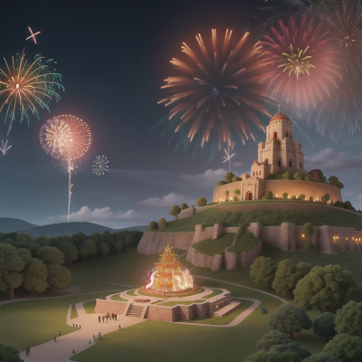 Image For Post Anime, gladiator, fireworks, queen, forest, city, HD, 4K, AI Generated Art