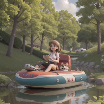 Image For Post Anime, park, river, hovercraft, dog, map, HD, 4K, AI Generated Art