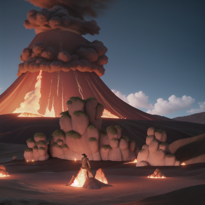 Image For Post Anime, volcanic eruption, harp, anger, betrayal, archaeologist, HD, 4K, AI Generated Art