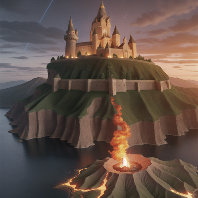 Image For Post Anime, volcano, medieval castle, failure, wizard, storm, HD, 4K, AI Generated Art