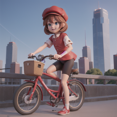 Image For Post Anime, musician, hat, bicycle, skyscraper, train, HD, 4K, AI Generated Art
