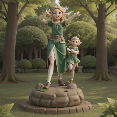 Image For Post Anime, statue, hail, elf, forest, rainbow, HD, 4K, AI Generated Art
