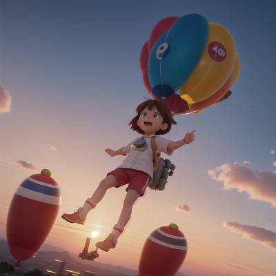 Image For Post Anime, sunrise, balloon, space, celebrating, mechanic, HD, 4K, AI Generated Art