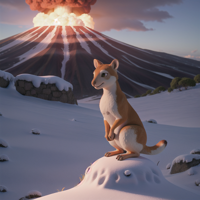 Image For Post Anime, hail, volcano, bravery, snow, kangaroo, HD, 4K, AI Generated Art