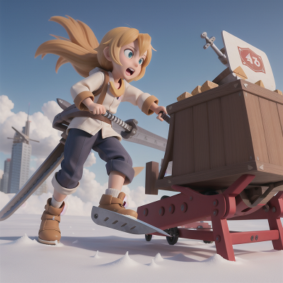 Image For Post Anime, sled, sword, skyscraper, airplane, scientist, HD, 4K, AI Generated Art