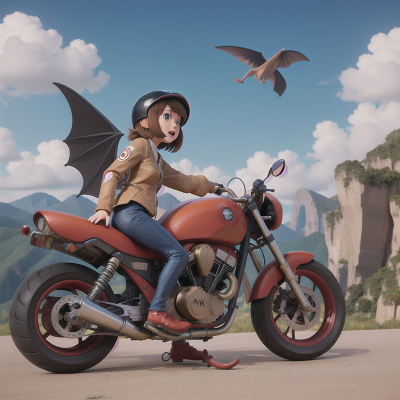 Image For Post Anime, telescope, pterodactyl, motorcycle, museum, mountains, HD, 4K, AI Generated Art