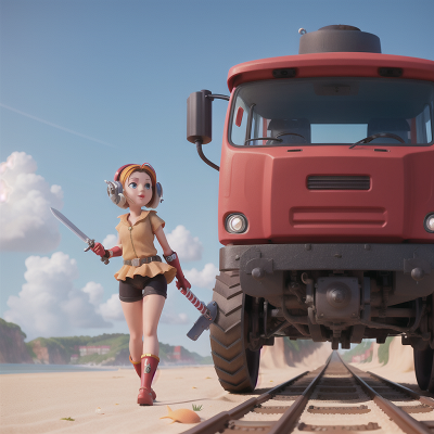 Image For Post Anime, robotic pet, tractor, sword, train, beach, HD, 4K, AI Generated Art